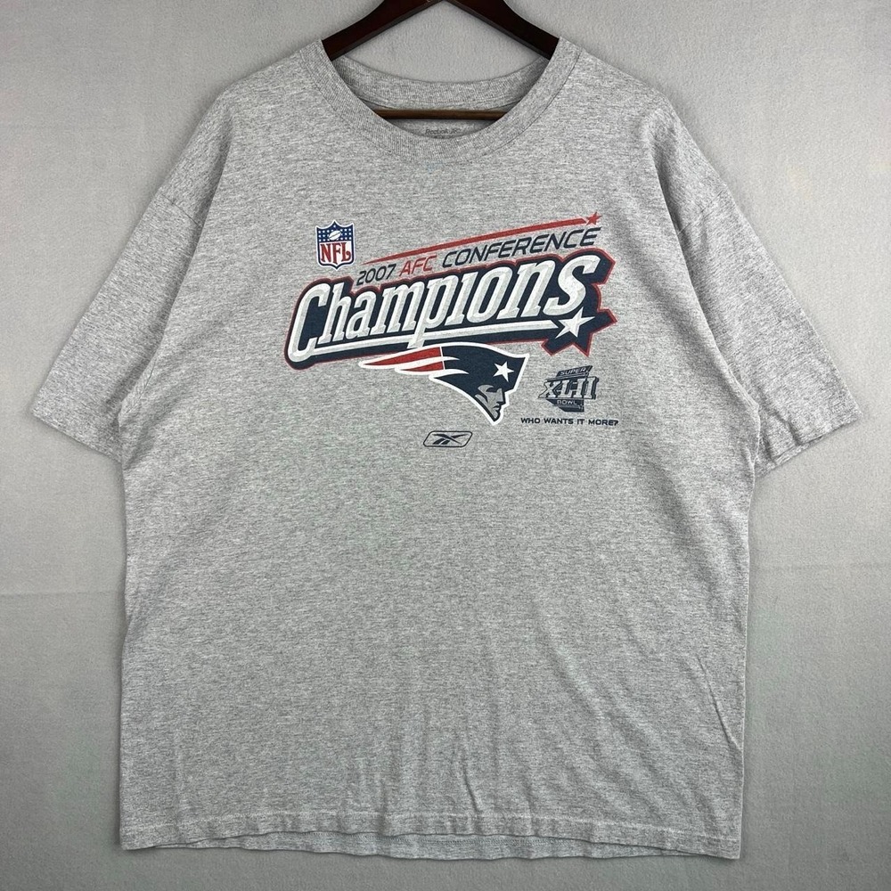 New England Patriots 2007 AFC Conference Champions NFL Football GrayTee Shirt XL
